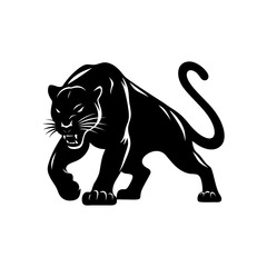 Black panther head logo vector illustration template. Simple design icon of wild animal hand draw black and white
