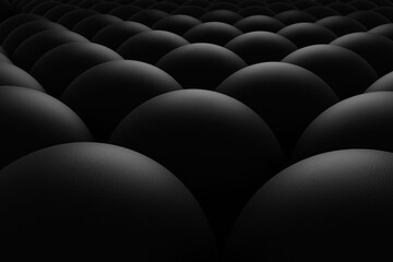 A group of black balls are arranged in a row. 3d illustration.