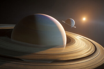 Detailed image of Saturn and its rings, showcasing intricate texture and celestial details. Represents the vastness and beauty of space, ideal for astronomy or science-fiction concepts