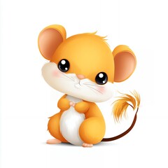 Adorable Orange Cartoon Mouse Illustration with Big Eyes