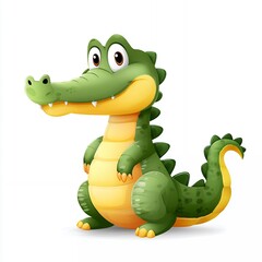 Fototapeta premium Cute Green Cartoon Crocodile Illustration