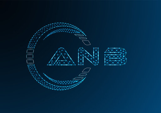 ANB low poly letter logo vector design. ANB lower poly logo design.