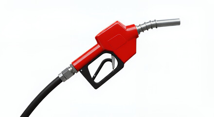 Red Fuel Nozzle Gas Pump Petrol Dispenser Isolated on White Background 3D Render