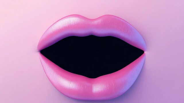 Pink Lip Animation on a Minimalist Background, a Trendy Beauty Concept