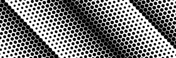 Horizontal gradient of black and white hexagon halftone texture vector illustration black and white dot background eps 10