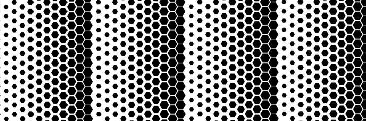 Horizontal gradient of black and white hexagon halftone texture vector illustration black and white dot background eps 10