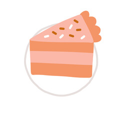 Slice of birthday cake on plates icon elements illustration