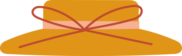 Hand Drawn Straw with Ribbon Summer Sun Hat