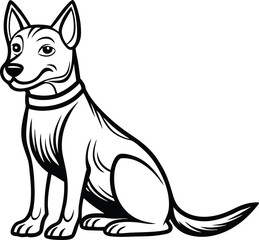 vector illustration of a dog, vector image of a dog, lineart coloring page dog icon.