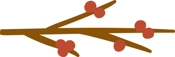 Branch of Leaves with Red Flower Buds