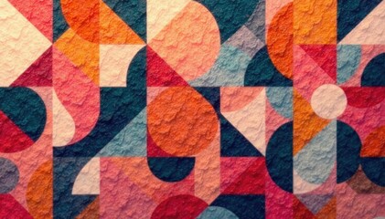 Abstract geometric shapes in muted tones create a sophisticated, repeating pattern , room, subtle, neutral