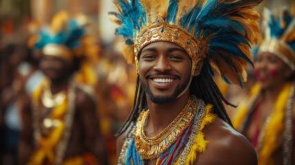 Fototapeta premium Smiling Performer in Traditional Costume at Berlin Karneval der Kulturen