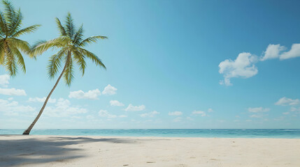 Obraz premium Tropical Beach Paradise With Palm Trees And Blue Sky
