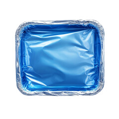 Fototapeta premium Azure reflection in foil container creating a minimalist abstract composition