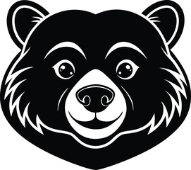 panda bear silhouette vector icon, panda bear vector illustration, panda bear cartoon, cute bear face on white background.