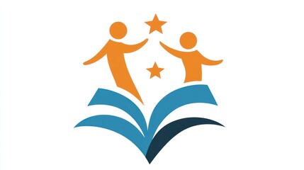 Children learning, open book, community