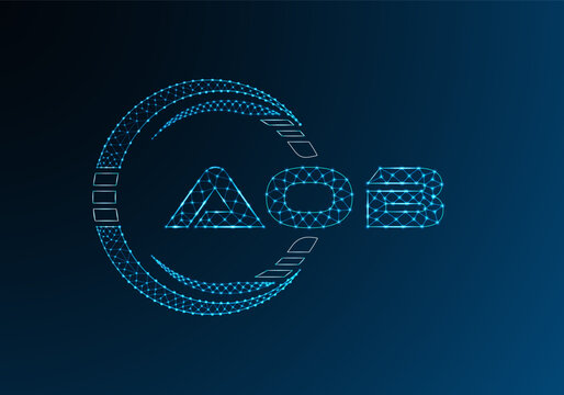 AOB low poly letter logo vector design. AOB lower poly logo design.