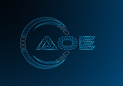AOE low poly letter logo vector design. AOE lower poly logo design.