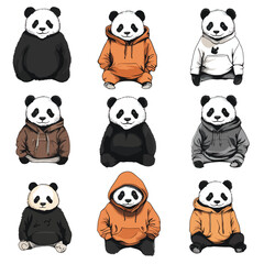 Obraz premium panda, animal, vector, transparent background, various types