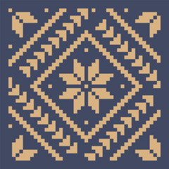 Obraz premium Ukrainian border pattern element. Stencil for block print or tattoo design. Floral geometric decor.