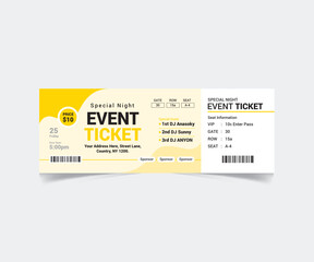 Event Ticket Template Design with Vector File