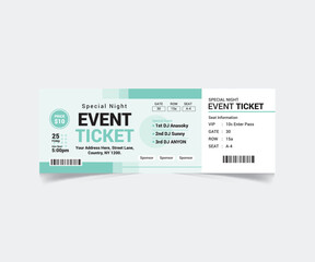 Event Ticket Template Design with Vector File
