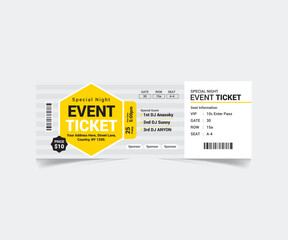 Event Ticket Template Design with Vector File