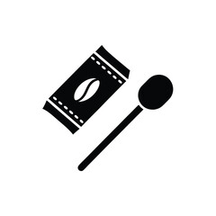 Coffee Stick Package with Bean Icon and Stir Stick on Transparent