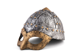 Medieval knight helmet isolated on white background with clipping path