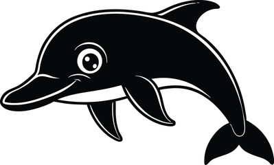 Obraz premium cute jumping dolphin silhouette vector icon, vector illustration of a cartoon whale, vector illustration of a cartoon dolphin, vector illustration of a dolphin.