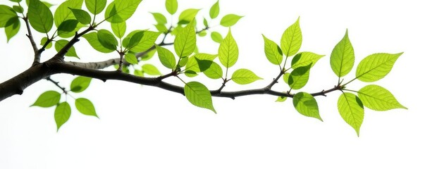 Obraz premium Varying tree branches with leaves isolated on white background, branch, foliage
