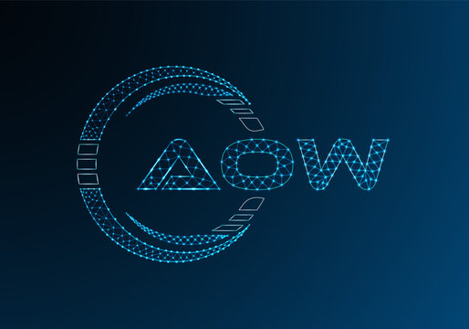 AOW low poly letter logo vector design. AOW lower poly logo design.