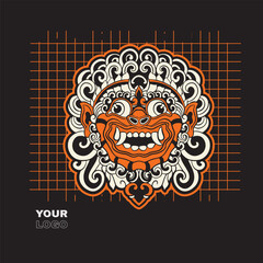 Illustration vector graphic of balinese barong,can be used as t-shirt