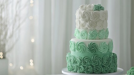 A beautiful three tiered cake decorated with floral buttercream roses