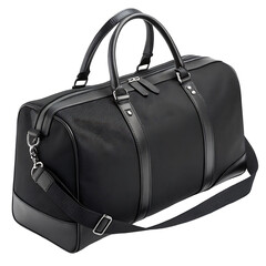 Naklejka premium Stylish Black Duffle Bag with Premium Leather Accents PNG and transparent background