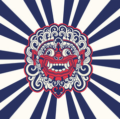 Illustration vector graphic of balinese barong,can be used as t-shirt