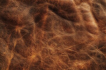 Naklejka premium Close-up view of richly textured, aged brown leather.