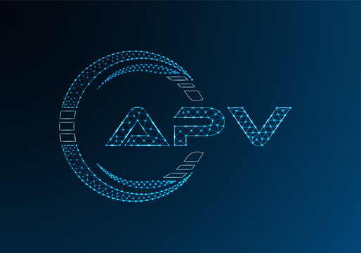 APV low poly letter logo vector design. APV lower poly logo design.