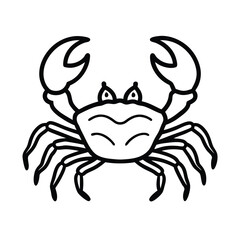 Simple vector illustration of a cartoon crab with large claws in black and white