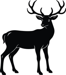 deer silhouette icon, cute deer face symbol icon, head of deer, deer head silhouette, deer head silhouette vector icon, deer head vector illustration on white background.