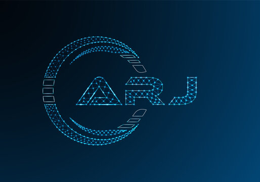 ARJ low poly letter logo vector design. ARJ lower poly logo design.