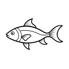 Fish outline illustration aquatic animal black and white line art simple drawing marine life underwater creature