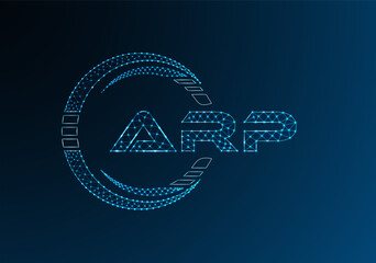 ARP low poly letter logo vector design. ARP lower poly logo design.