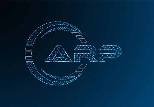 ARP low poly letter logo vector design. ARP lower poly logo design.