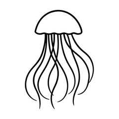 Minimalistic jellyfish silhouette vector illustration marine life icon aquatic creature simple black and white outline
