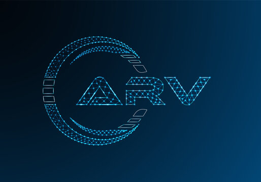 ARV low poly letter logo vector design. ARV lower poly logo design.