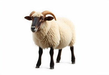 A view of a Sheep on a plain background
