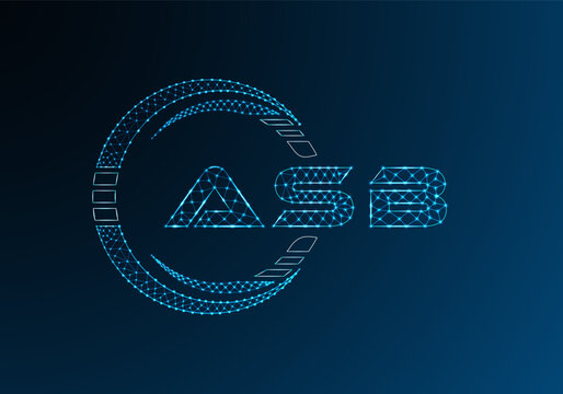 ASB low poly letter logo vector design. ASB lower poly logo design.