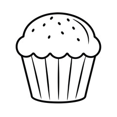 Outlined cupcake illustration with sprinkles for coloring book or educational material