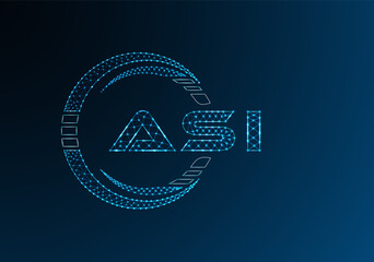 ASI low poly letter logo vector design. ASI lower poly logo design.